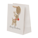WHSmith Gold Glitter Reindeer Medium Gift Bag