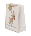 WHSmith Gold Glitter Reindeer Large Gift Bag