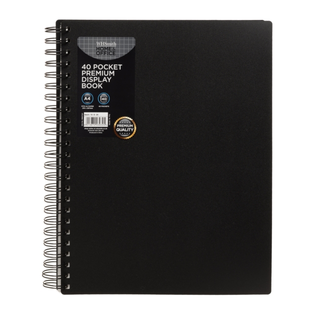 WHSmith Black A4 Premium Display Book 40 Pockets 5013872039325 WHSmith