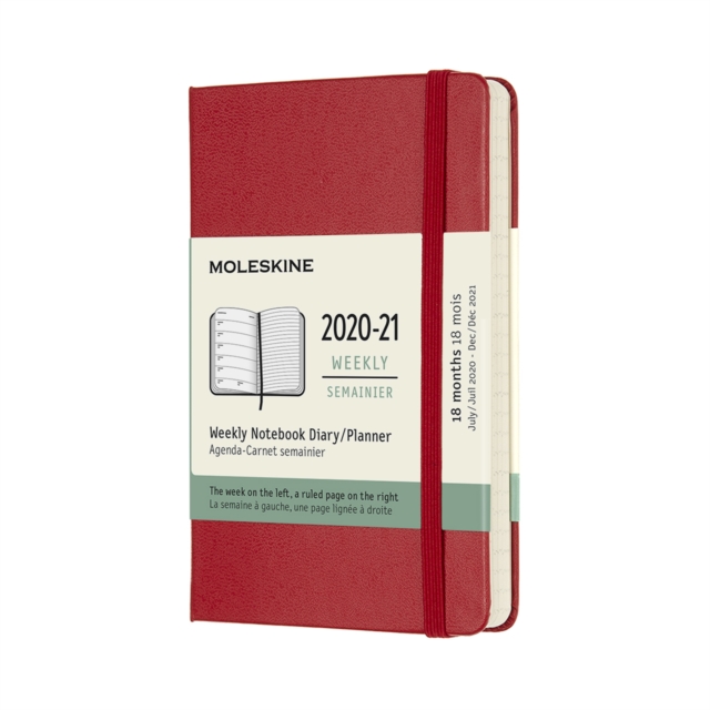 Moleskine 2021 18-Month Weekly Pocket Hardcover Diary: Scarlet Red