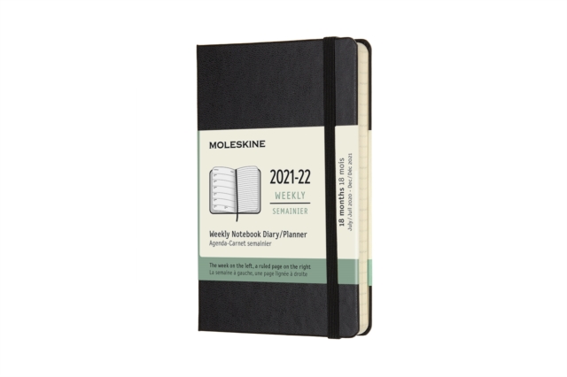 Moleskine 2022 18-Month Weekly Pocket Hardcover Notebook : Black