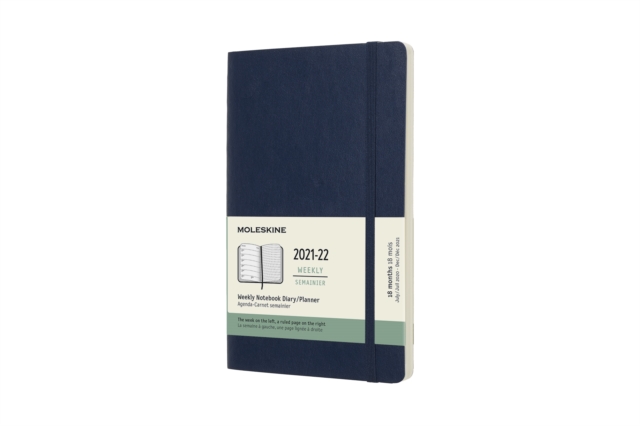 Moleskine 2022 18-Month Weekly Large Softcover Notebook : Sapphire Blue